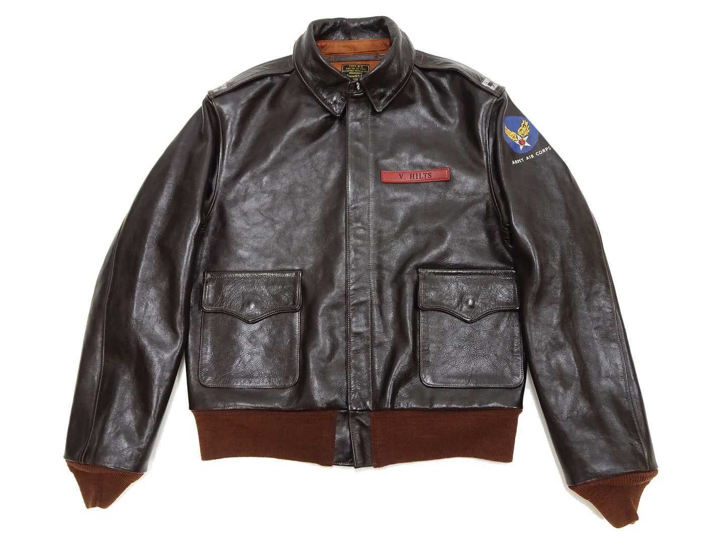 TOYS McCOY Steve McQueen A-2 Flight Jacket Men's A2 Leather Bomber Jacket TMJ2412 Seal-Brown