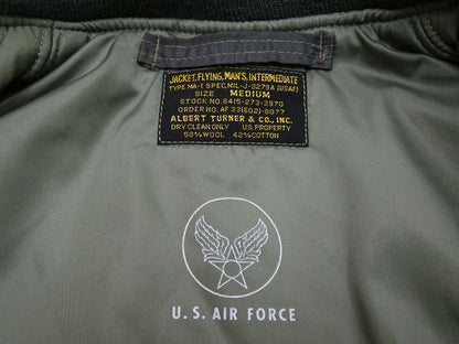 TOYS McCOY Men's MA-1 Flight Jacket - Albert Turner Reproduction, Sage Gray Nylon Bomber Jacket, Made in Japan TMJ2533