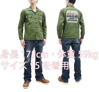 TOYS McCOY Utility Shirt Men's Custom Patched Printed Long Sleeve Button Up Shirt TMS2303 160 Olive