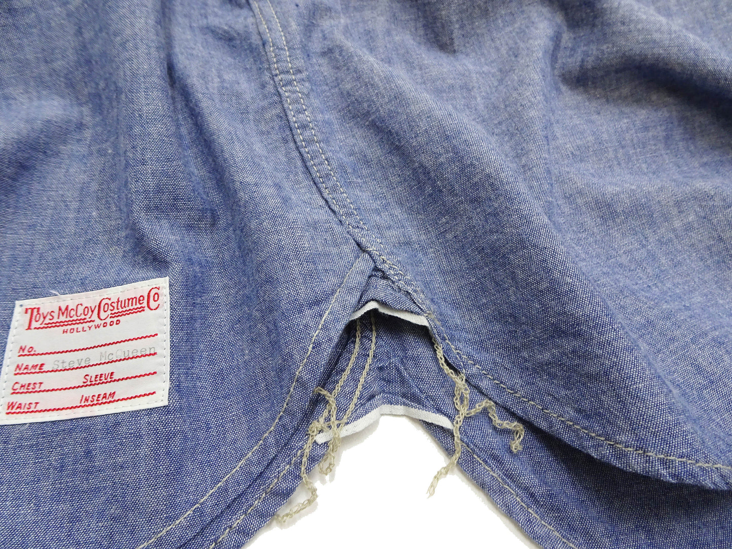 TOYS McCOY Chambray Shirt - Steve McQueen Edition, Men's Long Sleeve U.S. Navy Utility Work Shirt TMS2407 Blue