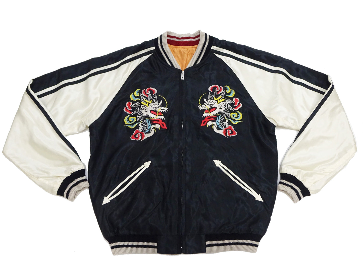 Tailor Toyo Sukajan TT15682 Men's Japanese Souvenir Jacket White Dragon x Eagle Embroidery TT15682-119