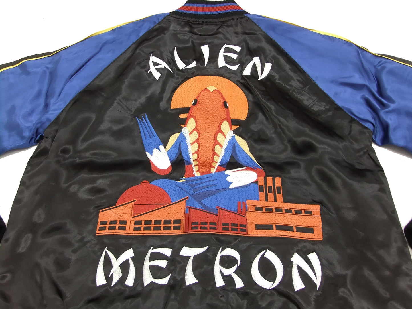 Hanatabi Gakudan Men's Japanese Souvenir Jacket Ultra Seven Alien Metron Sukajan Script ULSJ-010