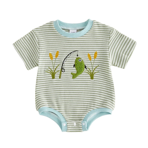 LET'S GO FISHING Striped Onesie