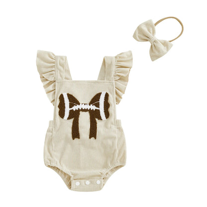 FOOTBALL Corduroy Ruffle Romper